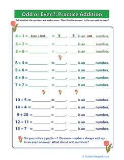 Odd or Even? Practicing Addition I