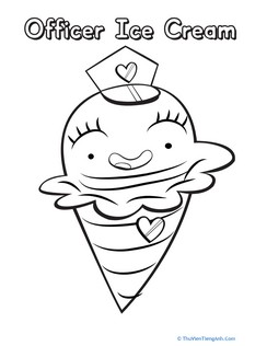 Officer Ice Cream Coloring Page