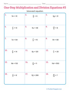 One-Step Multiplication and Division Equations #3