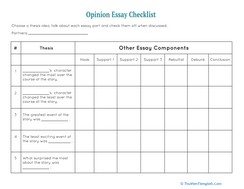 Opinion Essay Checklist