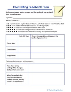 Peer Editing Feedback Form