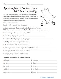 Apostrophes in Contractions With Punctuation Pig