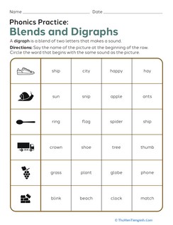 Phonics Practice: Blends and Digraphs