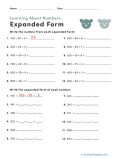 Place Value: Expanding Numbers #2