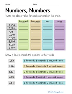 Place Value: Numbers, Numbers
