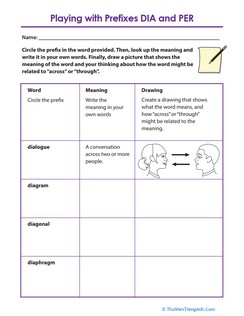 Playing with Prefixes Dia and Per