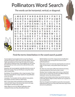 Flowers in Love: Pollinators Word Search