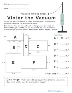 Practice Finding Area: Victor the Vacuum
