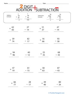Practice Test: Two-Digit Addition and Subtraction