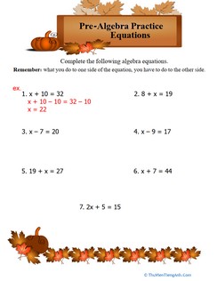 Pre-Algebra Equations