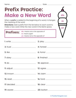 Prefix Practice: Make a New Word