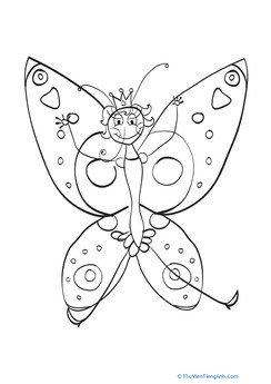 Princess Butterfly Coloring Page