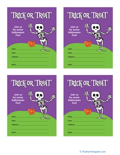 Silly Skeleton Halloween Party Invitations