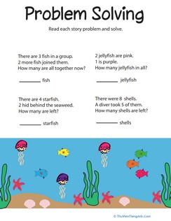 Addition and Subtraction Word Problems: Sea Life