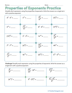 Properties of Exponents Practice