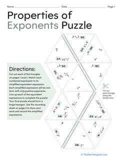 Properties of Exponents Puzzle
