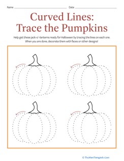 Curved Lines: Trace the Pumpkins