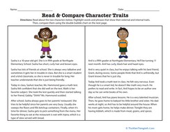 Read & Compare Character Traits