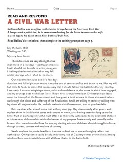 Read and Respond: A Civil War Letter