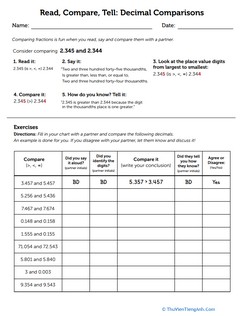 Read, Compare, Tell: Decimal Comparisons