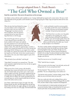 Reading Comprehension: The Girl Who Owned a Bear