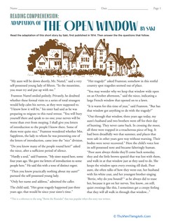 Reading Comprehension: The Open Window