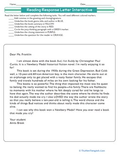 Reading Response Letter Interactive