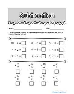 Subtraction Facts Review