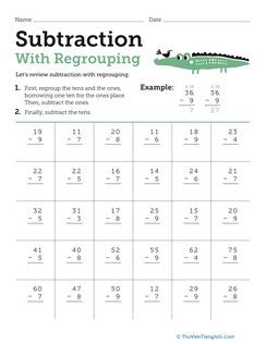 Subtraction With Regrouping