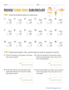 Review Three-Digit Subtraction