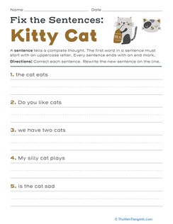 Fix the Sentences: Kitty Cat