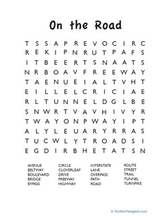 Roads Word Search