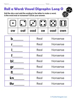 Roll a Word: Vowel Digraphs: Long O