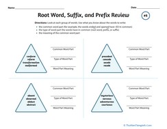 Root Word, Suffix, and Prefix Review #5