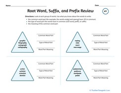 Root Word, Suffix, and Prefix Review #1