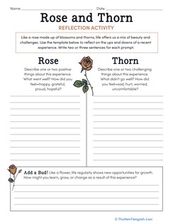 Rose and Thorn Reflection Activity