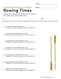 Converting Decimals to Fractions: Rowing Times