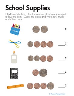 Counting Coins to Get Ready for School