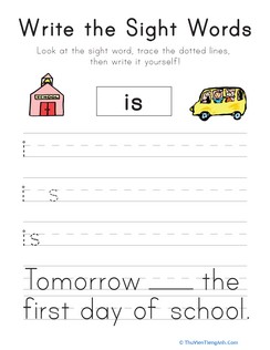 Write the Sight Words: “Is”