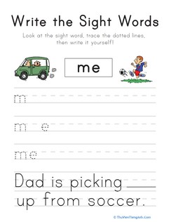 Write the Sight Words: “Me”
