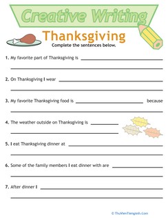 Writing Sentences: Thanksgiving