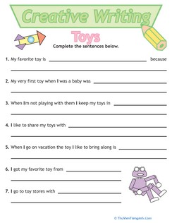 Sentence Writing: Toys