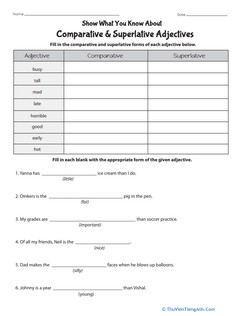 Show What You Know About Comparative & Superlative Adjectives