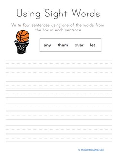 Using Sight Words: Any, Them, Over, Let
