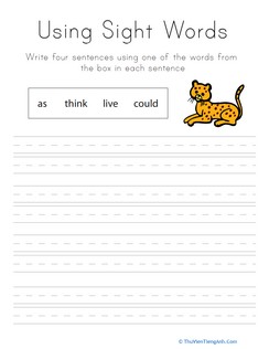 Using Sight Words: As, Think, Live, Could