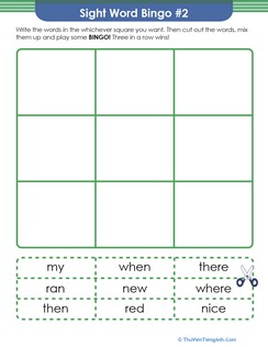 First Grade Sight Words Bingo Game #2