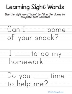 Learning Sight Words: “Have”