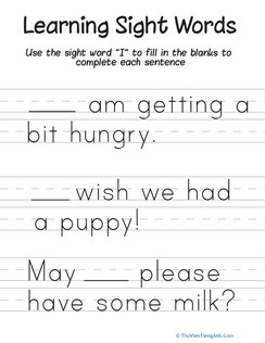 Learning Sight Words: “I”