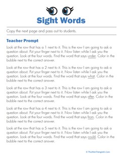 Sight Words Test