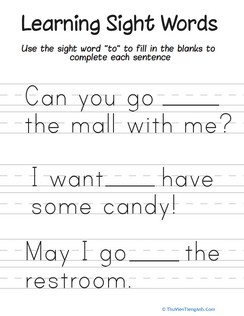 Learning Sight Words: “To”